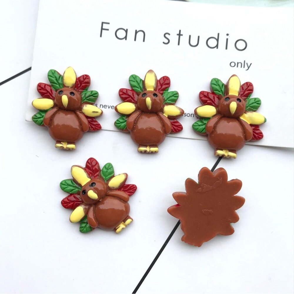 10pcs Thanksgiving Turkey Resin Craft Embellishments - Perfect For Diy Creations View 6